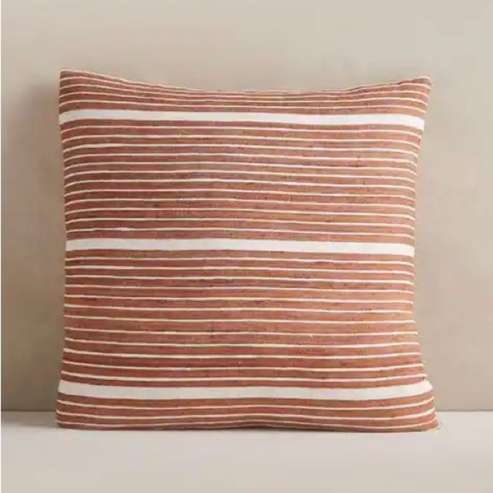 West Elm Orange Striped Pillow Cover - 24x24